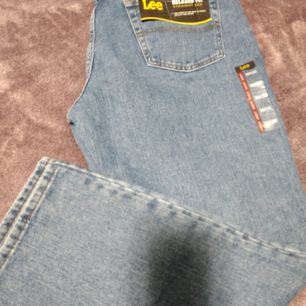 Lee Relaxed Fit Straight Leg Jeans Men's sz 36 x30 Pepper Stone 100 Cotton New
